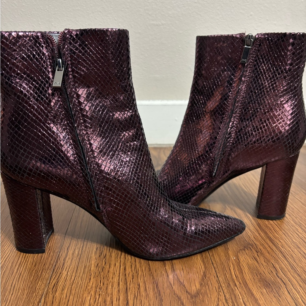 Marc Fisher Shiny Burgundy Heeled Boots